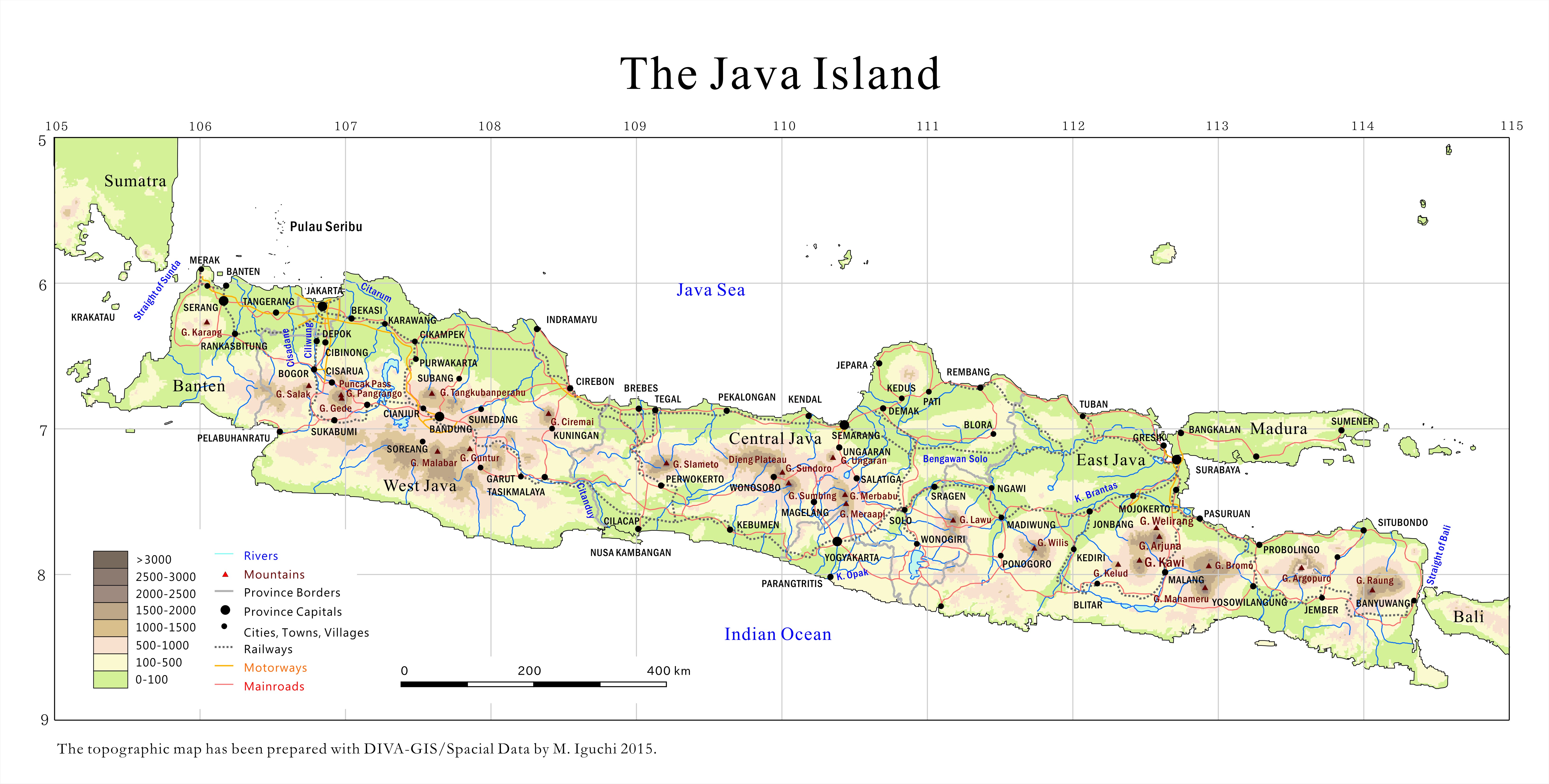 Java Map. Prepared with DIVA-GIS/Country Data/Indonesia  by M. Iguchi, February 2016