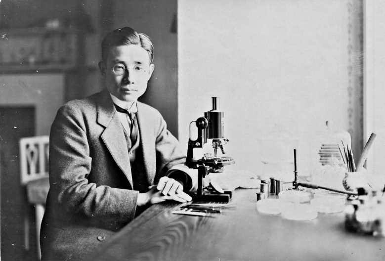 Marquis Tokugawa in his thirties in his laboratory