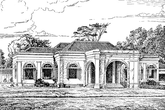 Trueb’s residence in the Botanical Garden (Buitenzorg Scientific Centre, Buitenzorg Scientific Centre (brochure), Archipel Drukkerij en T Boekhuis, Buitenzorg 1948)