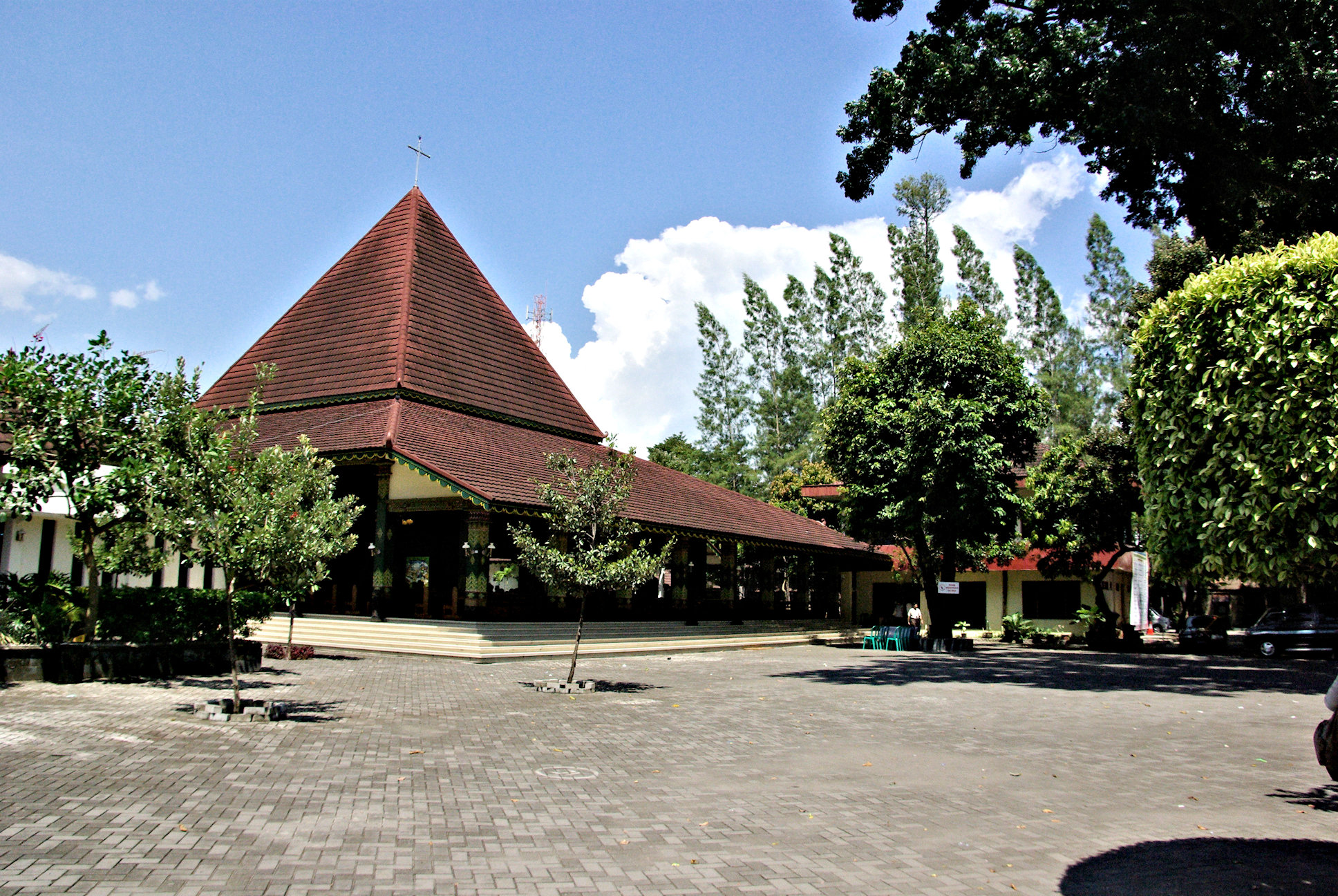 The Javanese architectural style Hall of The Church & Temple of the Sacred Heart of Jesus, Ganjuran, Bantul, Yogyakarta.(12/02/2012). 