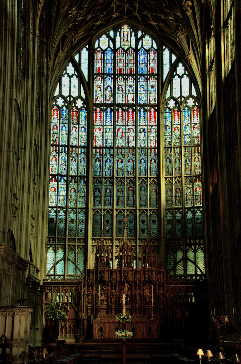The Great East Window of The Gloucester Cathedral, England (19/05/2014.). This windouw installed in 1350 AD was the largest one in the world, measuring 12 metre wide and 22 metre high.